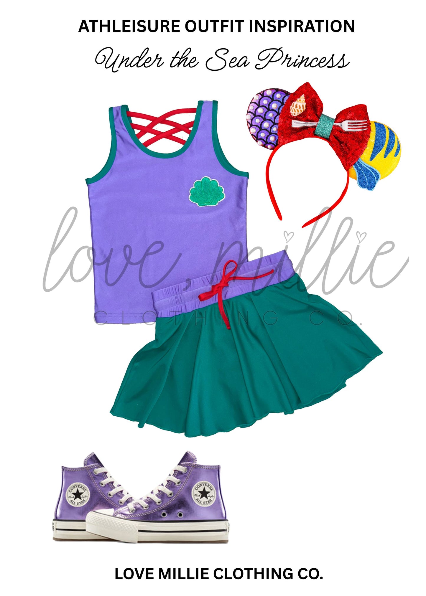 *Pre-Order* Under the Sea Princess Athleisure Skort Set
