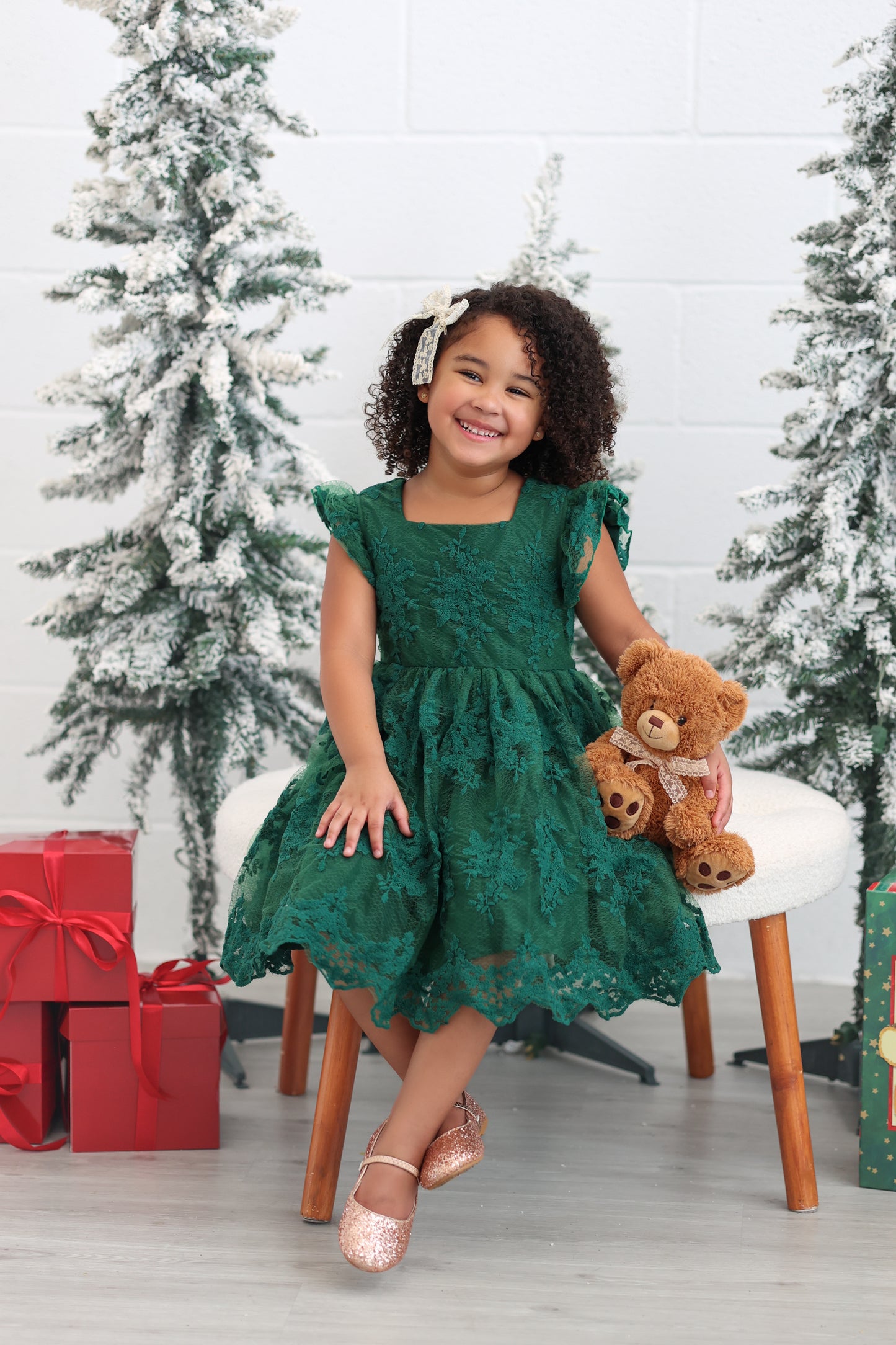 Mistletoe Green Lacey Dress *Pre-Order*