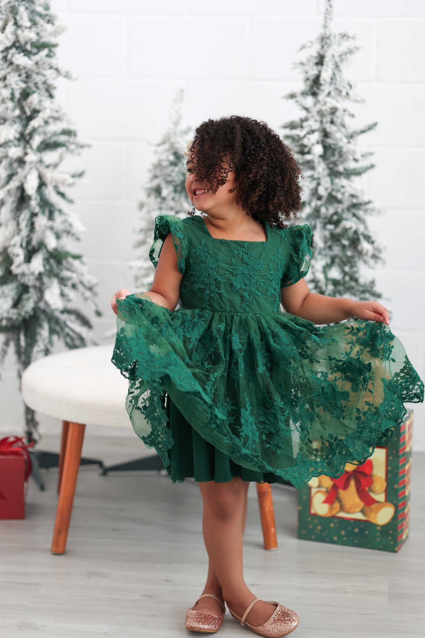 Mistletoe Green Lacey Dress *Pre-Order*