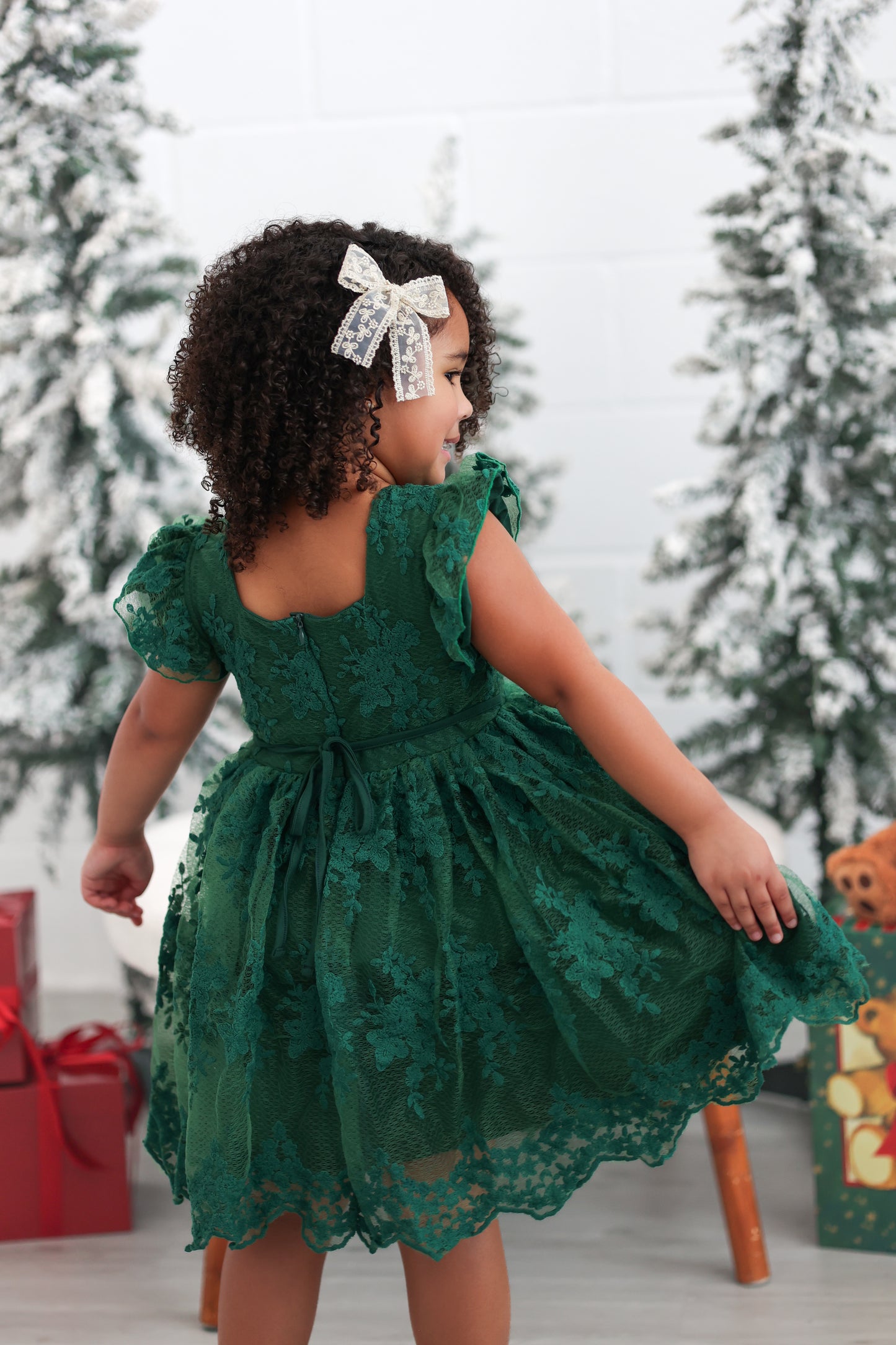 Mistletoe Green Lacey Dress *Pre-Order*
