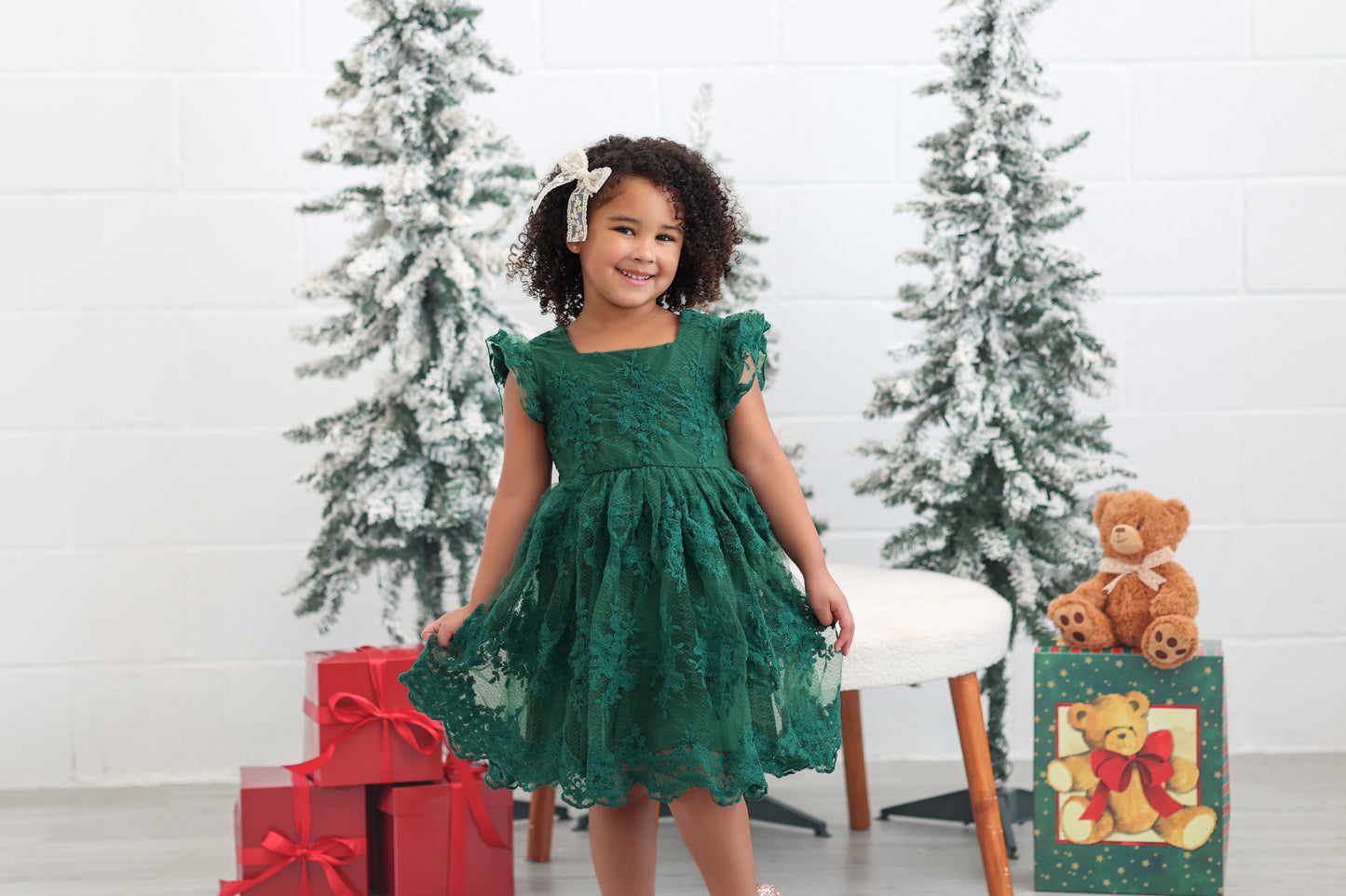 Mistletoe Green Lacey Dress *Pre-Order*