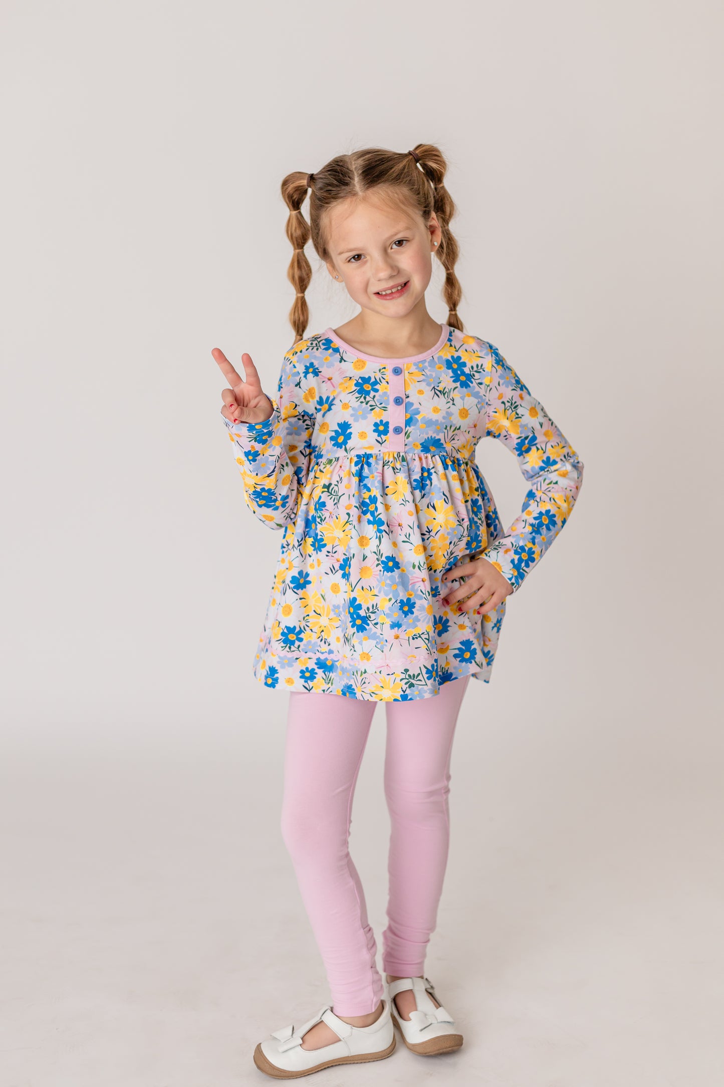 Daisy Pink Long Sleeve Tunic - Love Millie LLC