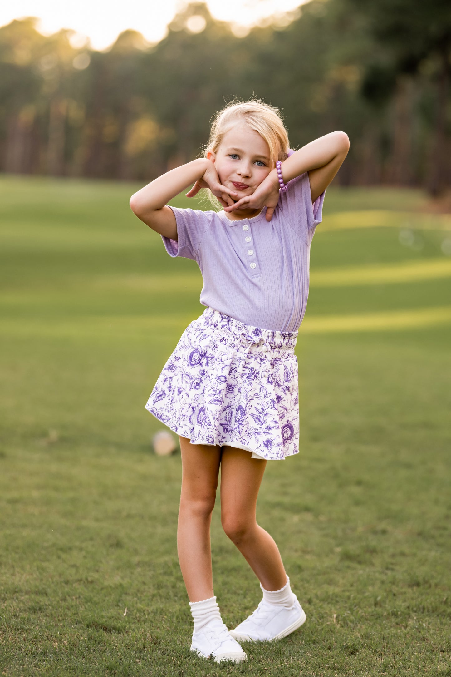 Purple Fancy Floral Athleisure Skort *Pre-Order*