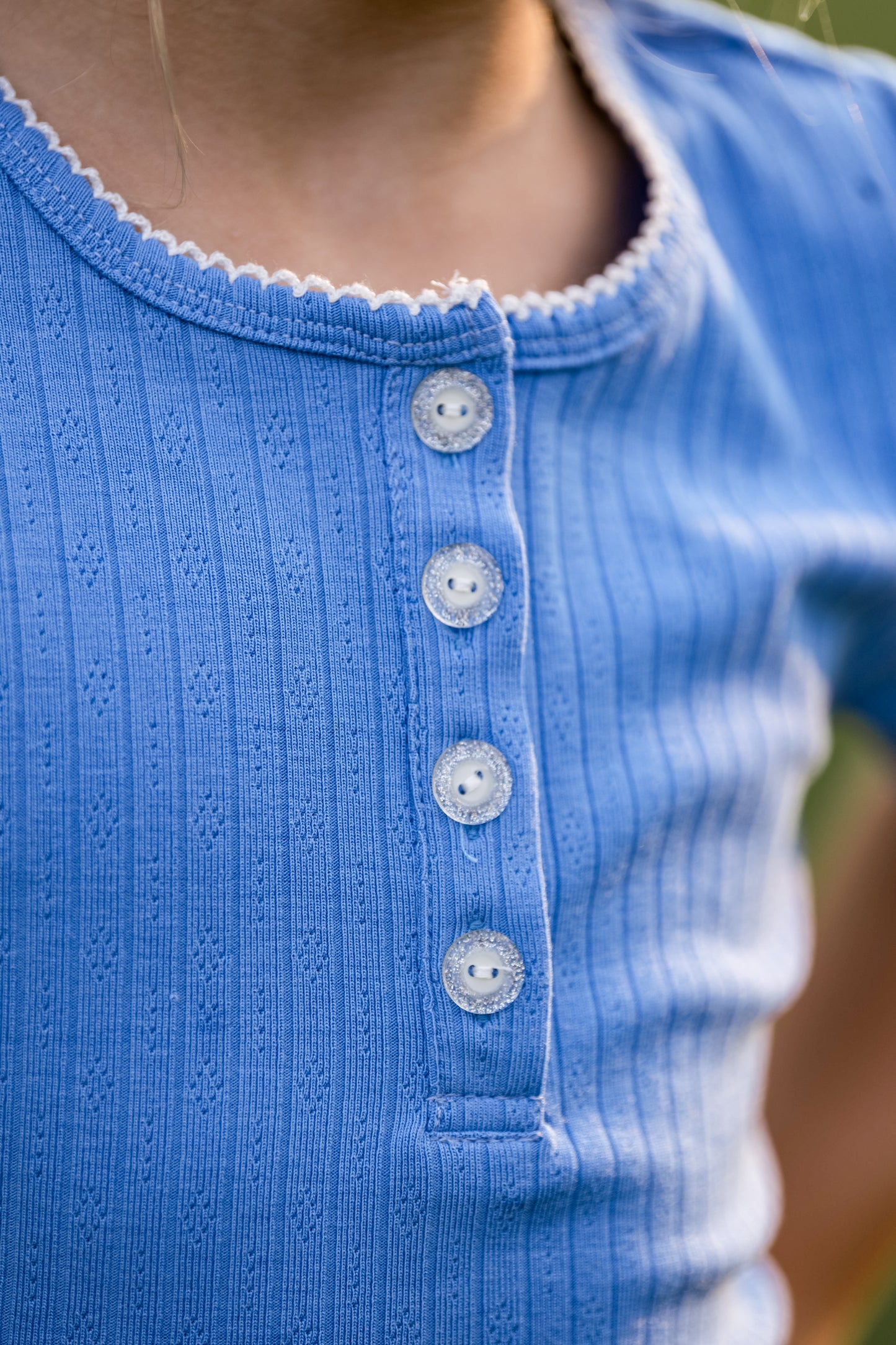 Blue Pointelle Top *Pre-Order*