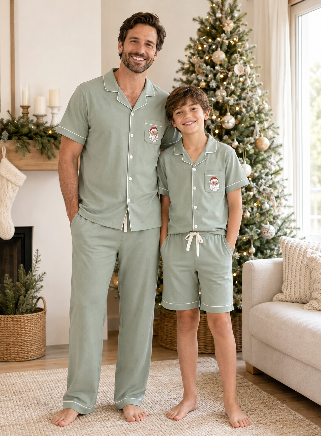 Sage Santa Button Down Lounge Set  *Pre-Order*