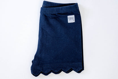 *Pre-Order* Navy Scalloped Shorties