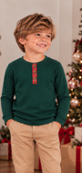 Yuletide Plaid Boys Henley Long Sleeve Tee *Pre-Order*