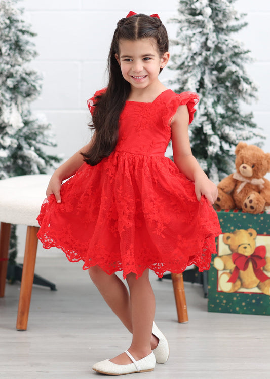 Poinsettia Red Lacey Dress *Pre-Order*