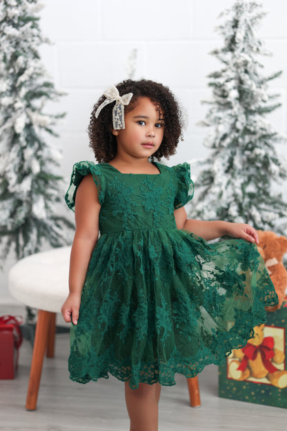 Mistletoe Green Lacey Dress *Pre-Order*