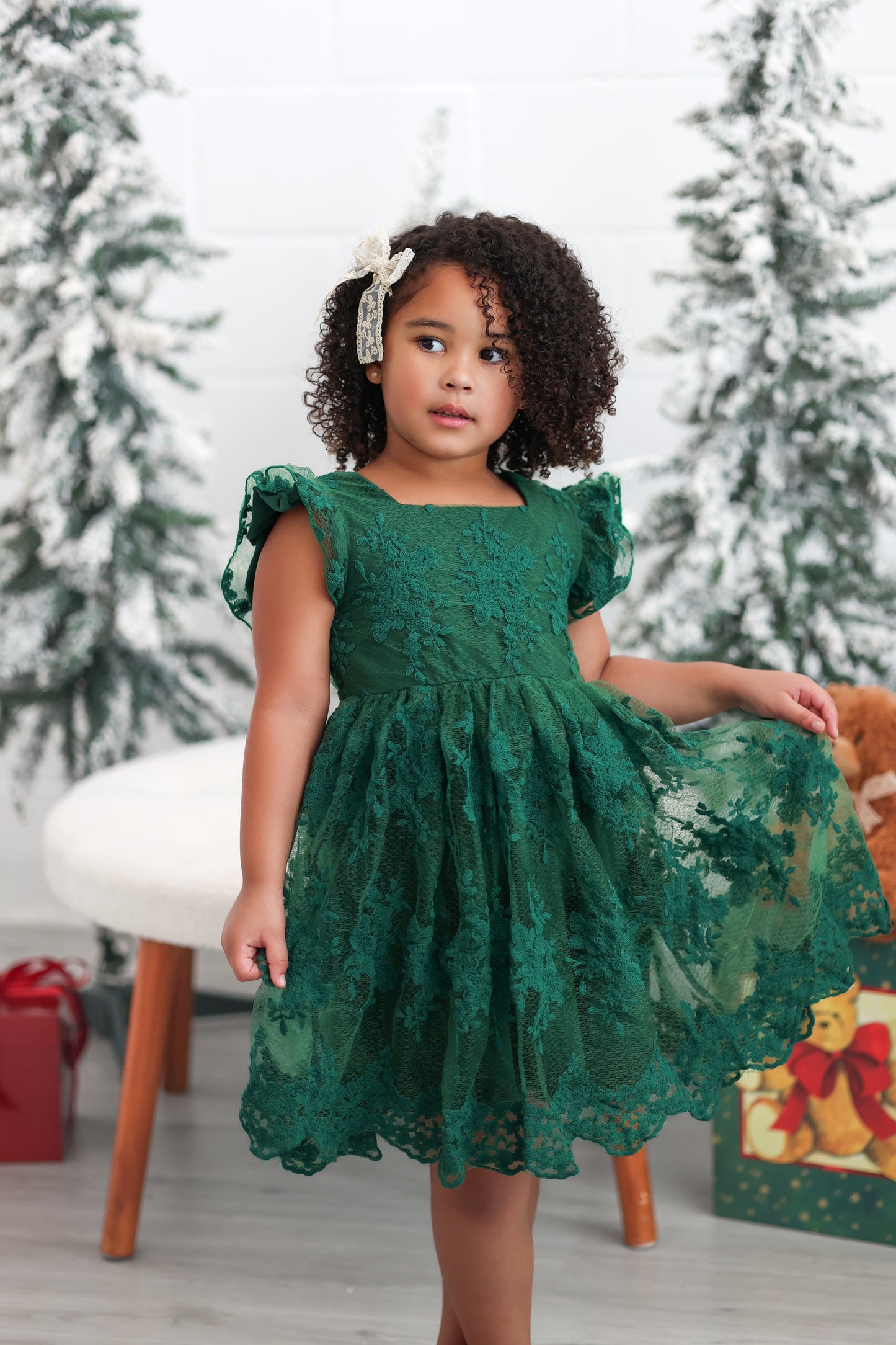 Mistletoe Green Lacey Dress *Pre-Order*