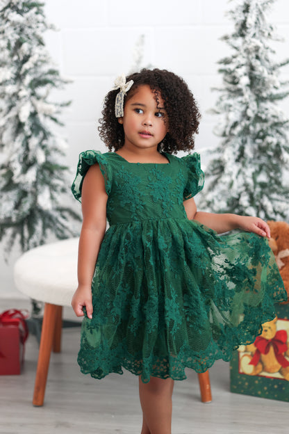 Mistletoe Green Lacey Dress *Pre-Order*