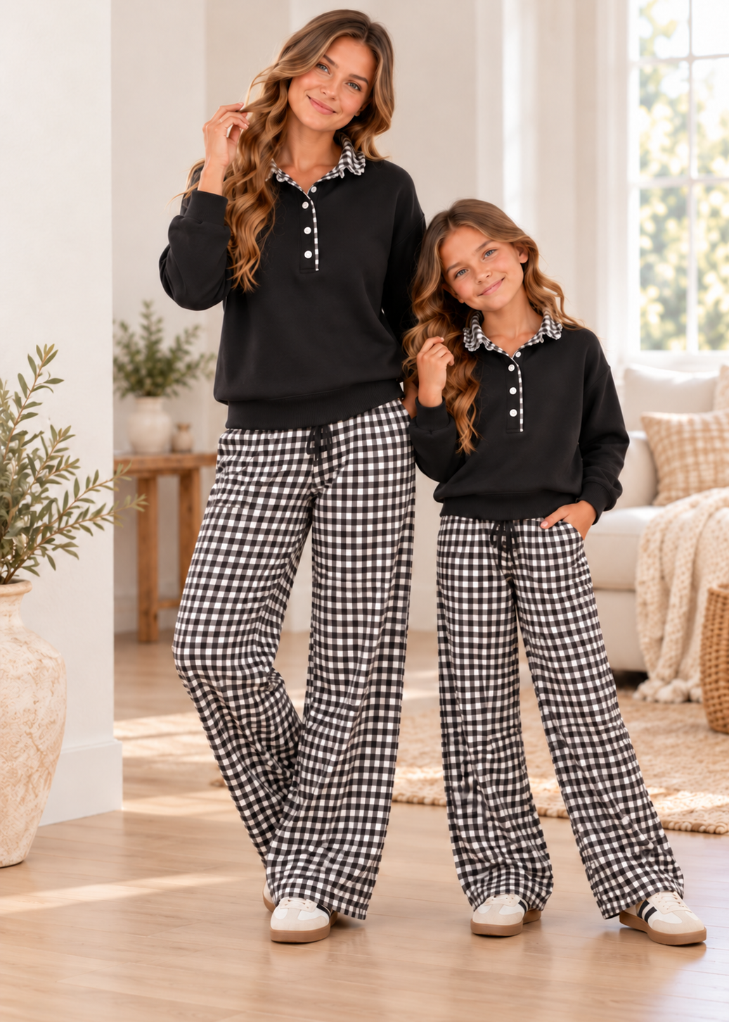Pullover Gingham Accent Sweatshirt *Pre-Order*