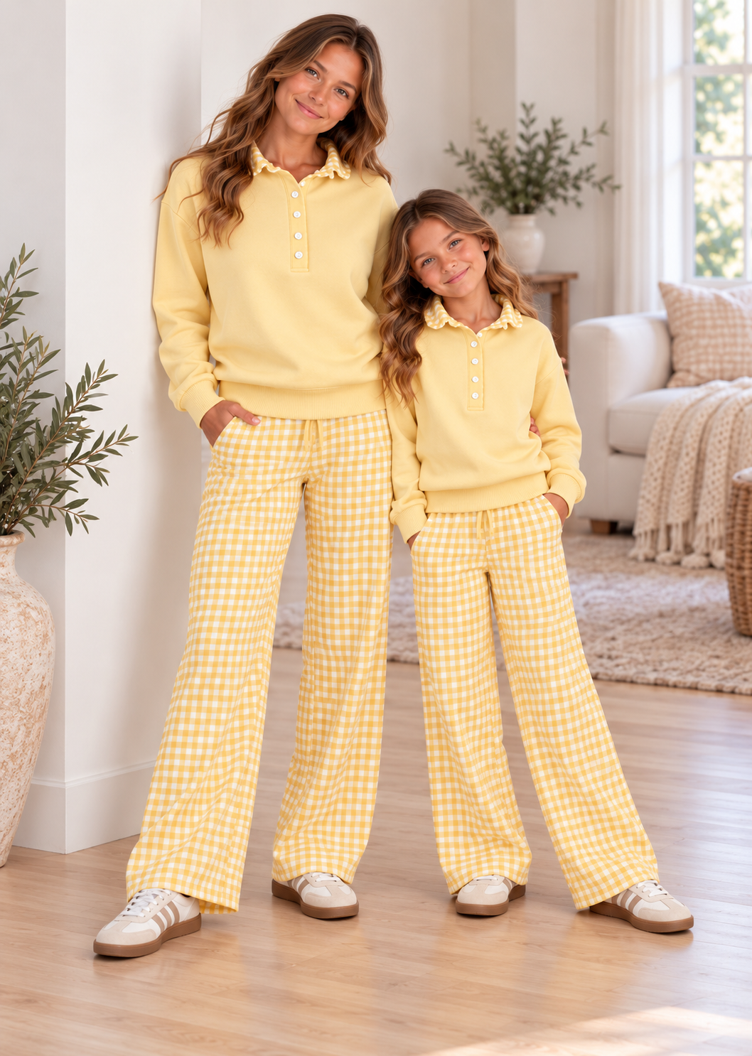 Pullover Gingham Accent Sweatshirt *Pre-Order*