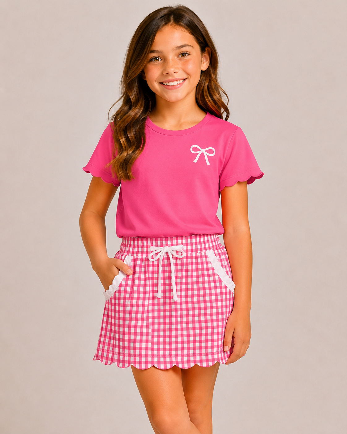 Pink & White Game Day Isla Skort Set  *Pre-Order*