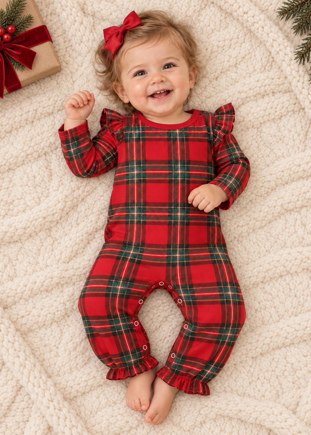 Yuletide Plaid Girls Ruffle Romper *Pre-Order*