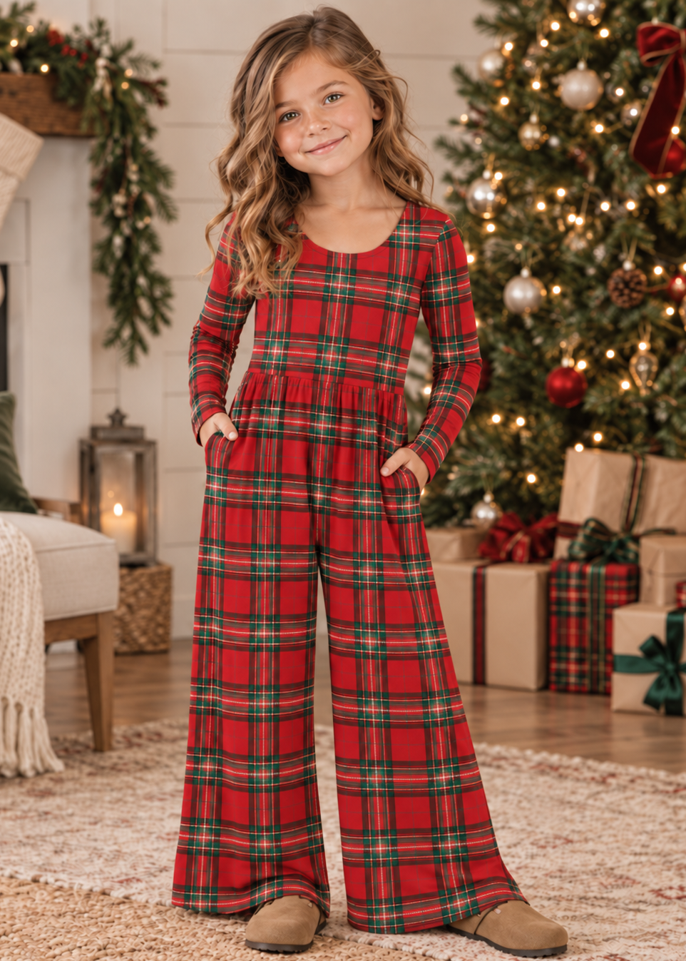 Yuletide Plaid Leggy Romper  *Pre-Order*