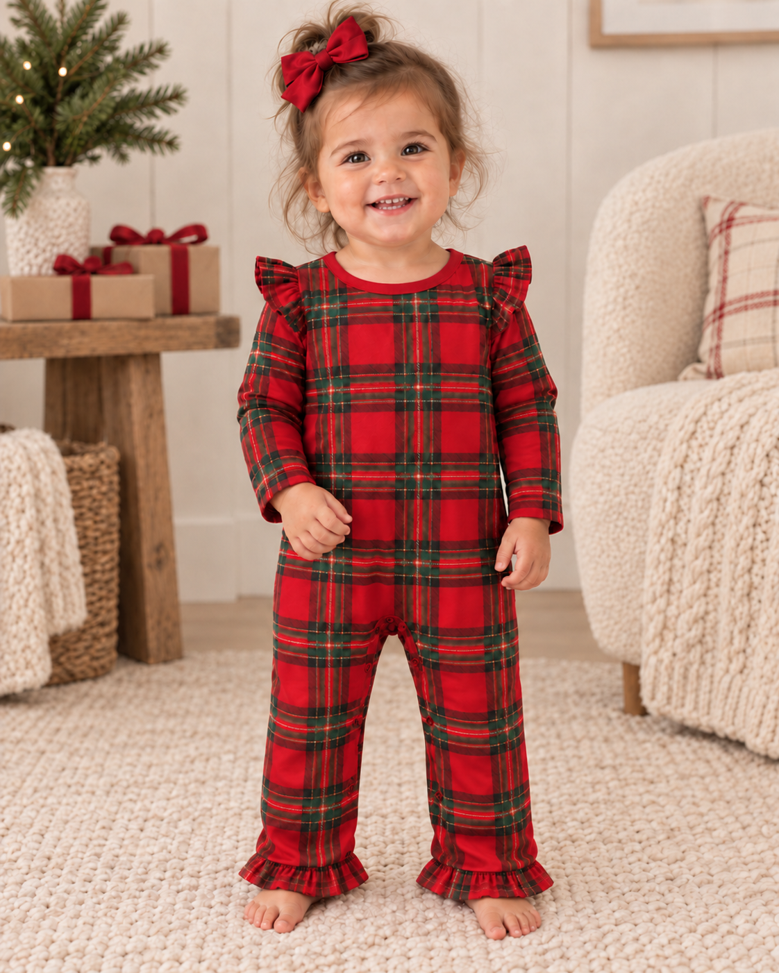 Yuletide Plaid Girls Ruffle Romper *Pre-Order*