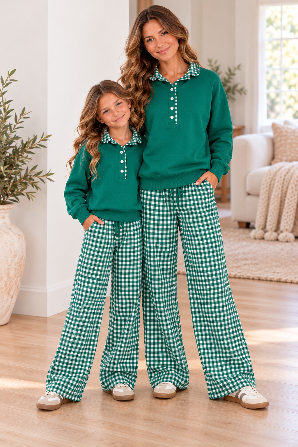 Pullover Gingham Accent Sweatshirt *Pre-Order*