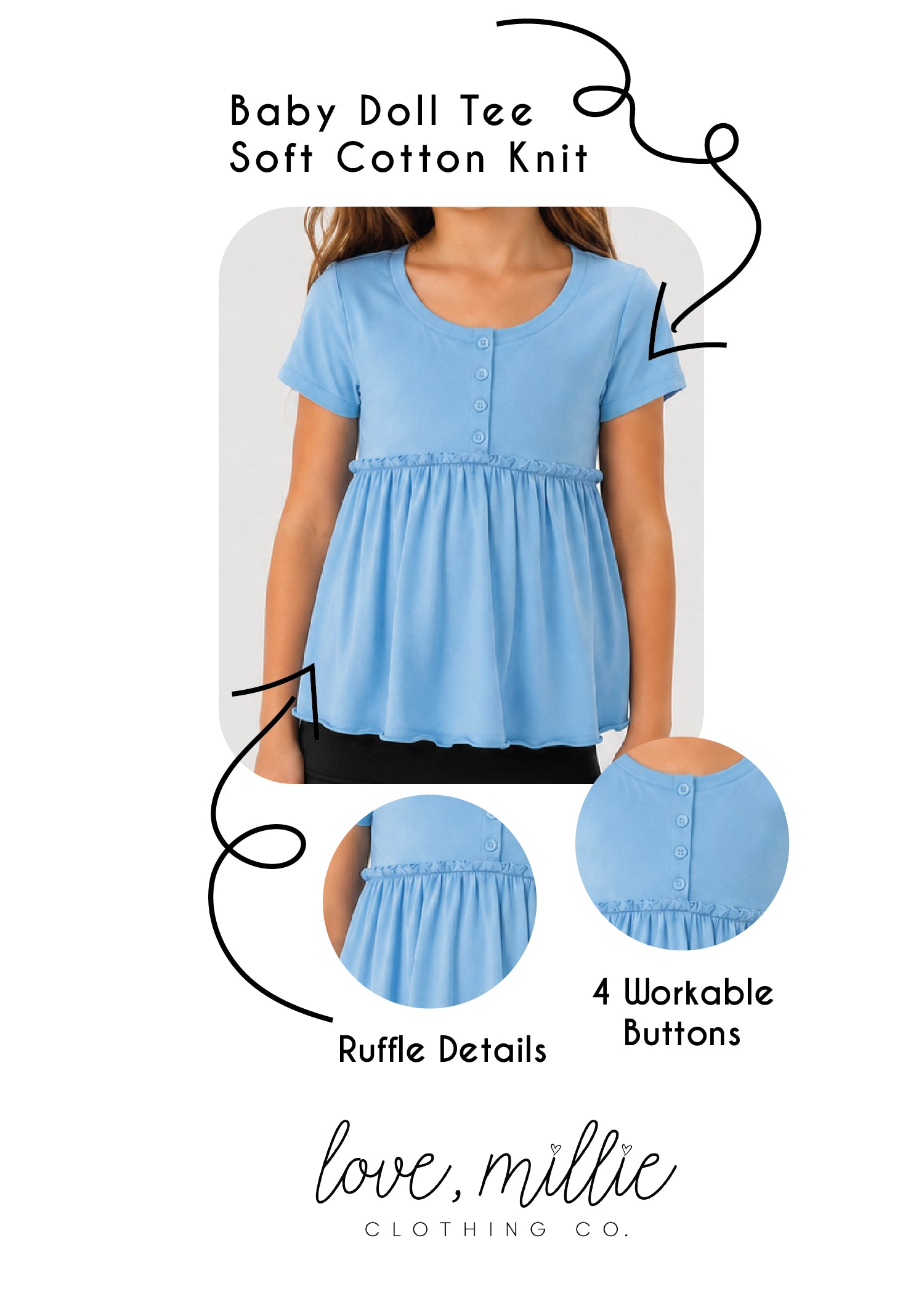 Baby Doll Button Tee *Pre-Order*