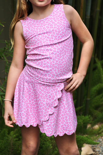 Pink Leopard Luxe Athletic Scalloped Tank *Pre-Order*