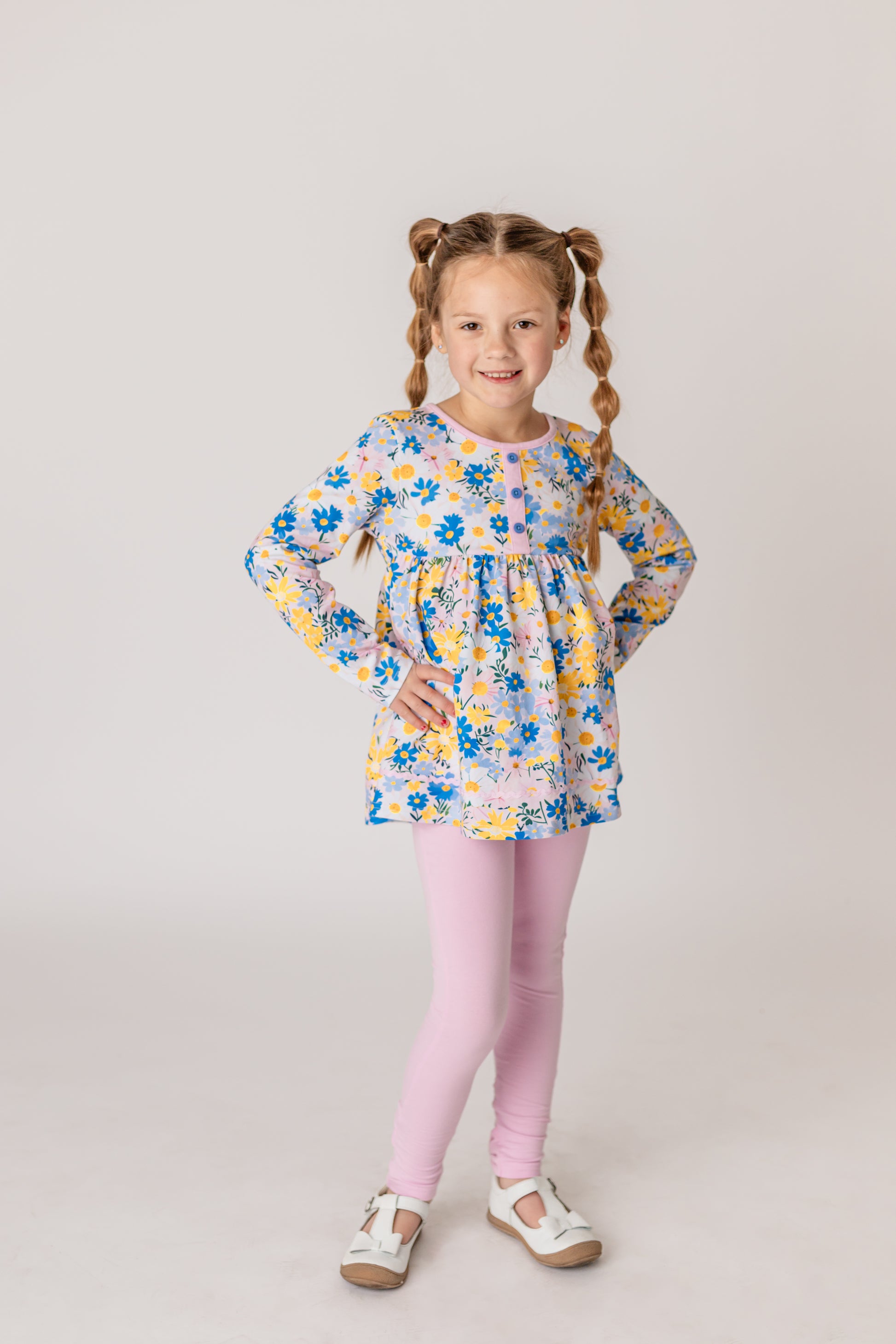 Daisy Pink Long Sleeve Tunic - Love Millie LLC