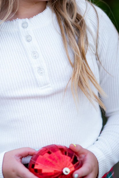 Frosty White Ribbed Sweater Top *Pre-Order*
