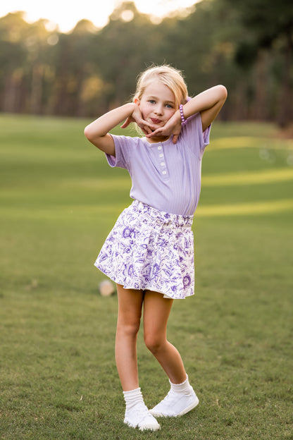 Purple Fancy Floral Athleisure Skort *Pre-Order*