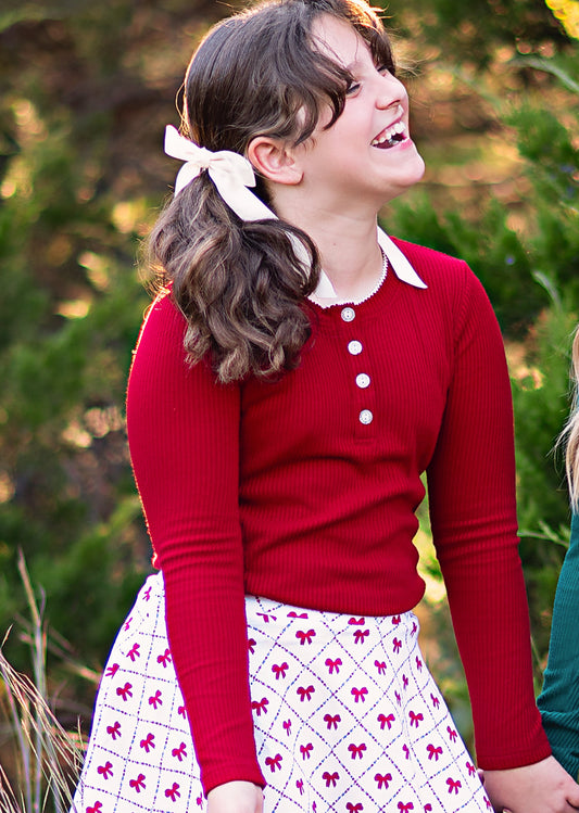 Holly Red Ribbed Sweater Top *Pre-Order*