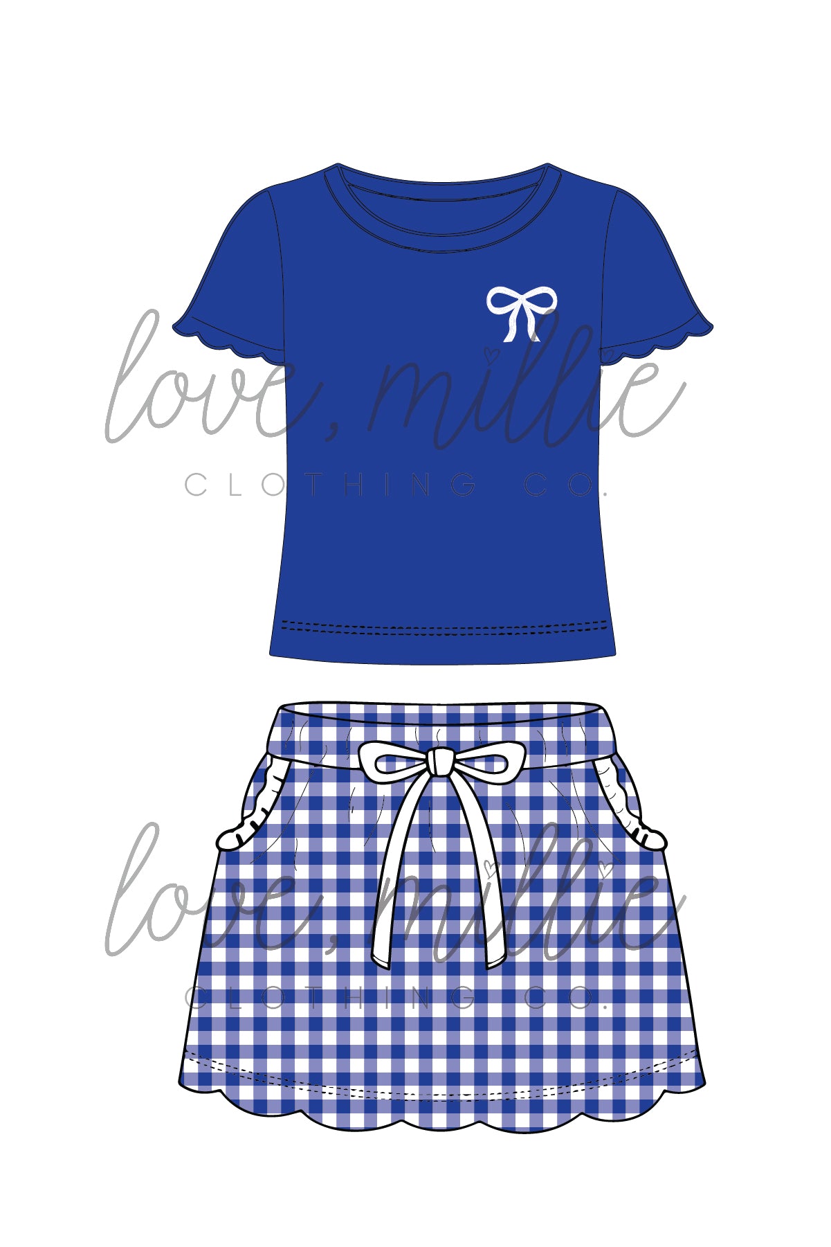 Blue & White Game Day Isla Skort Set  *Pre-Order*