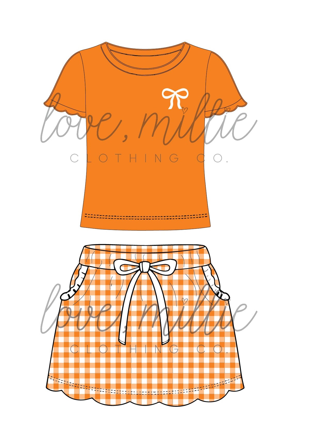 Orange & White Game Day Isla Skort Set  *Pre-Order*