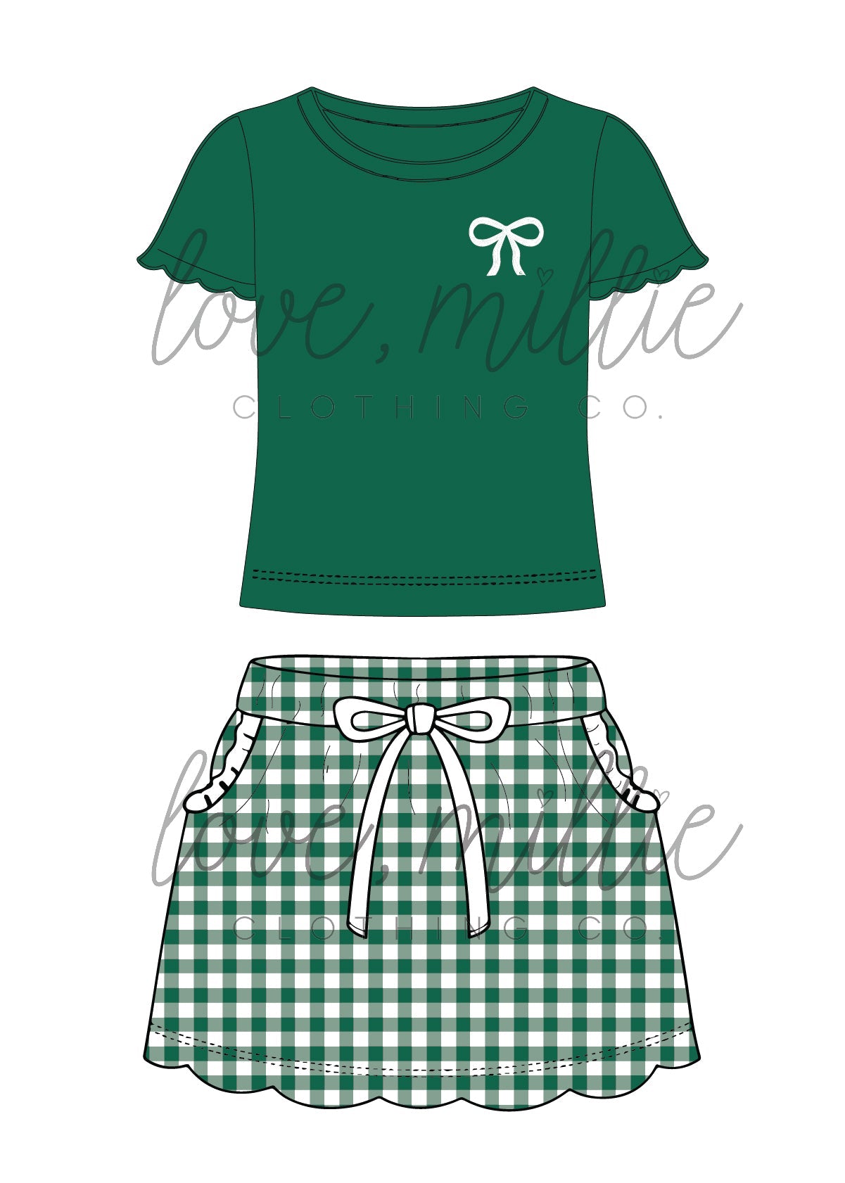 Green & White Game Day Isla Skort Set  *Pre-Order*