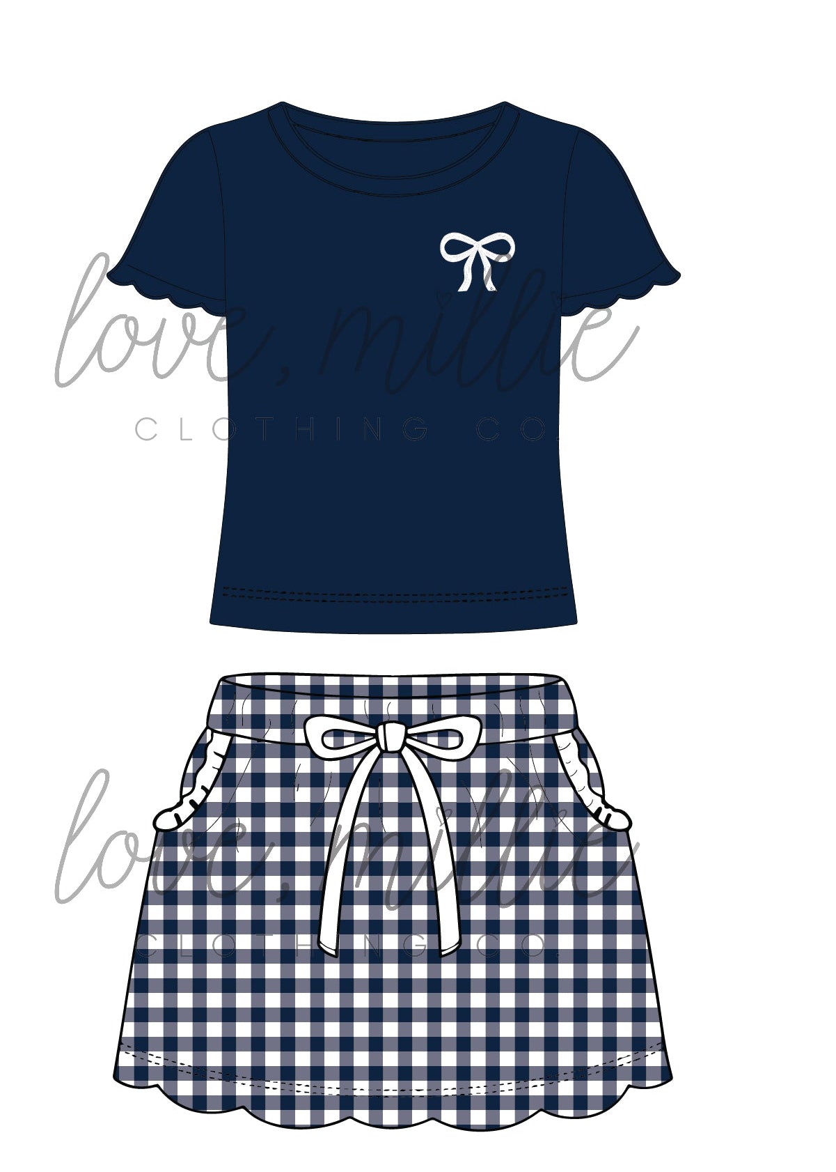 Navy & White Game Day Isla Skort Set  *Pre-Order*