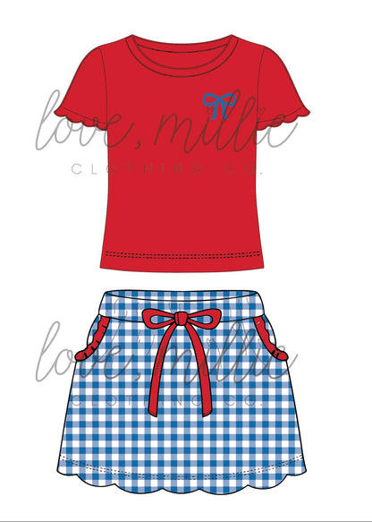 Red & Powder Blue Game Day Isla Skort Set  *Pre-Order*