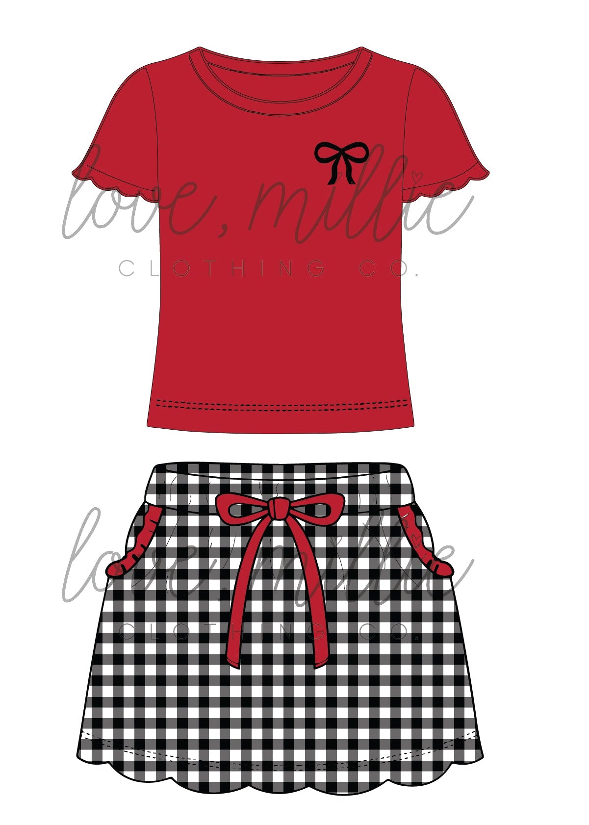 Red & Black Game Day Isla Skort Set  *Pre-Order*