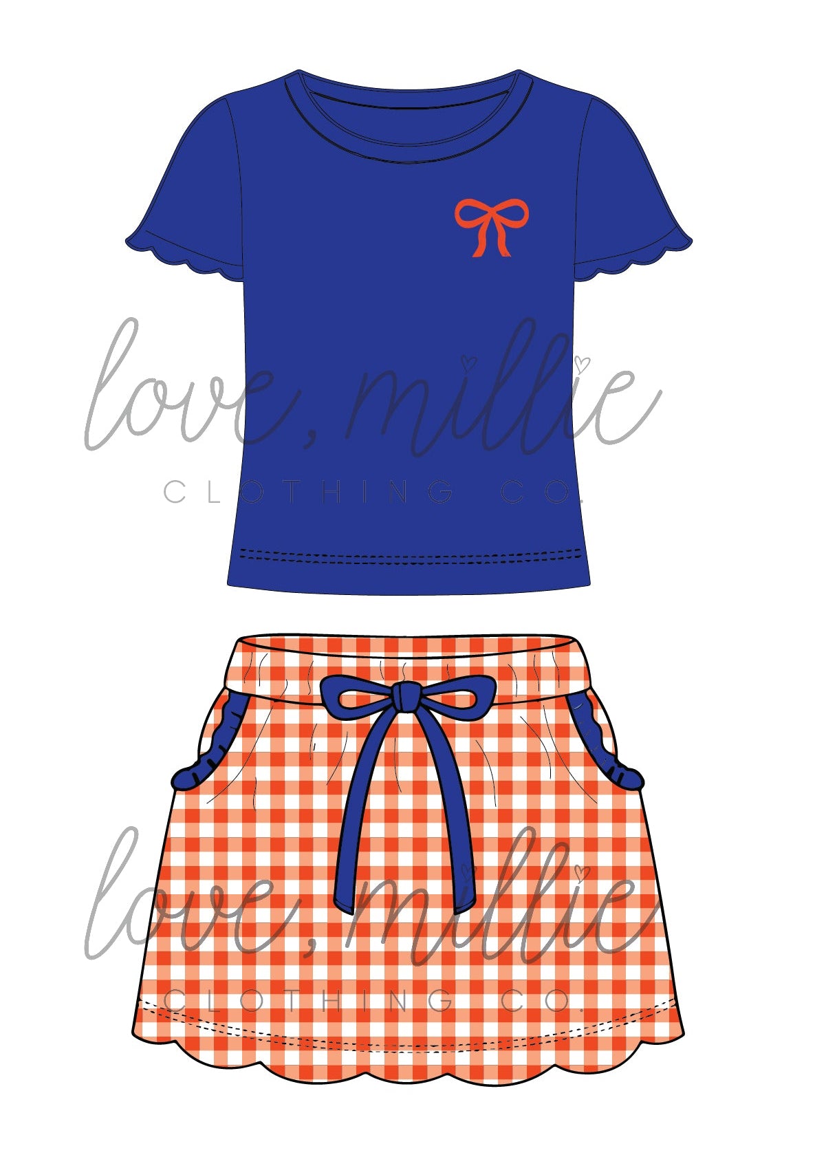 Blue & Orange Game Day Isla Skort Set  *Pre-Order*
