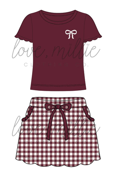 Maroon & White Game Day Isla Skort Set  *Pre-Order*