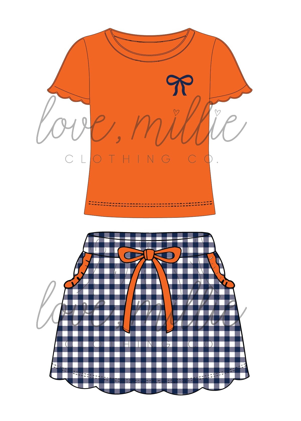 Orange & Navy Game Day Isla Skort Set *Pre-Order*