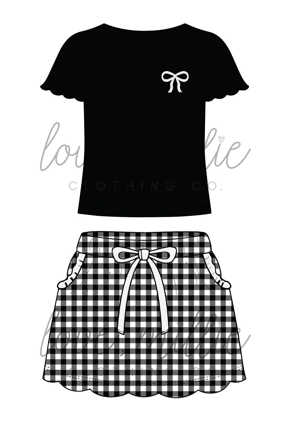 Black & White Game Day Isla Skort Set  *Pre-Order*