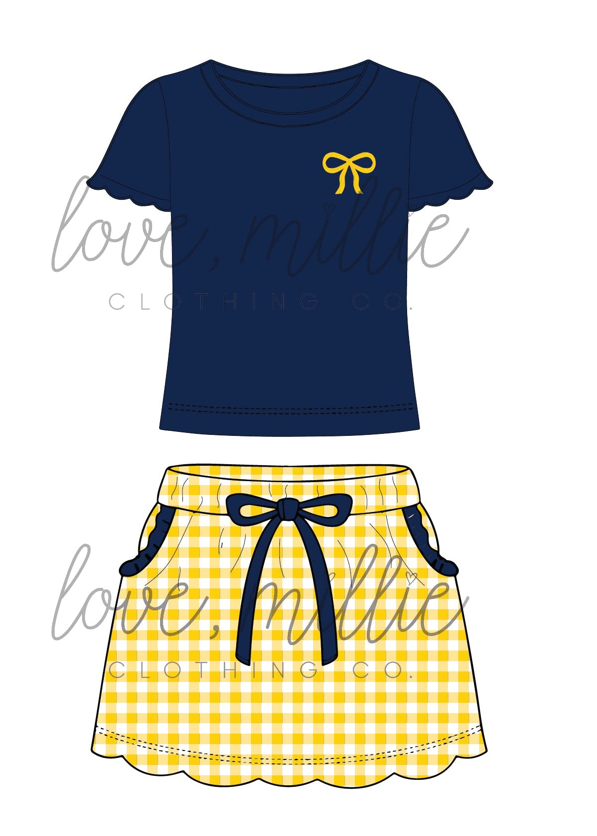 Navy & Yellow Game Day Isla Skort Set  *Pre-Order*