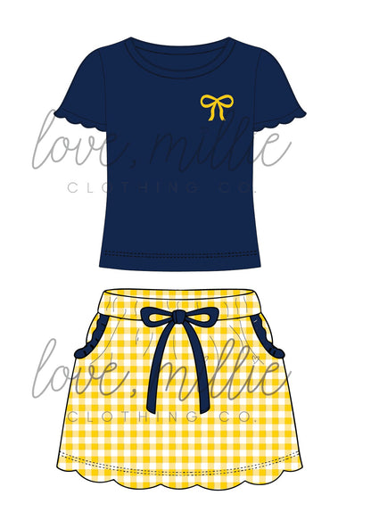 Navy & Yellow Game Day Isla Skort Set  *Pre-Order*