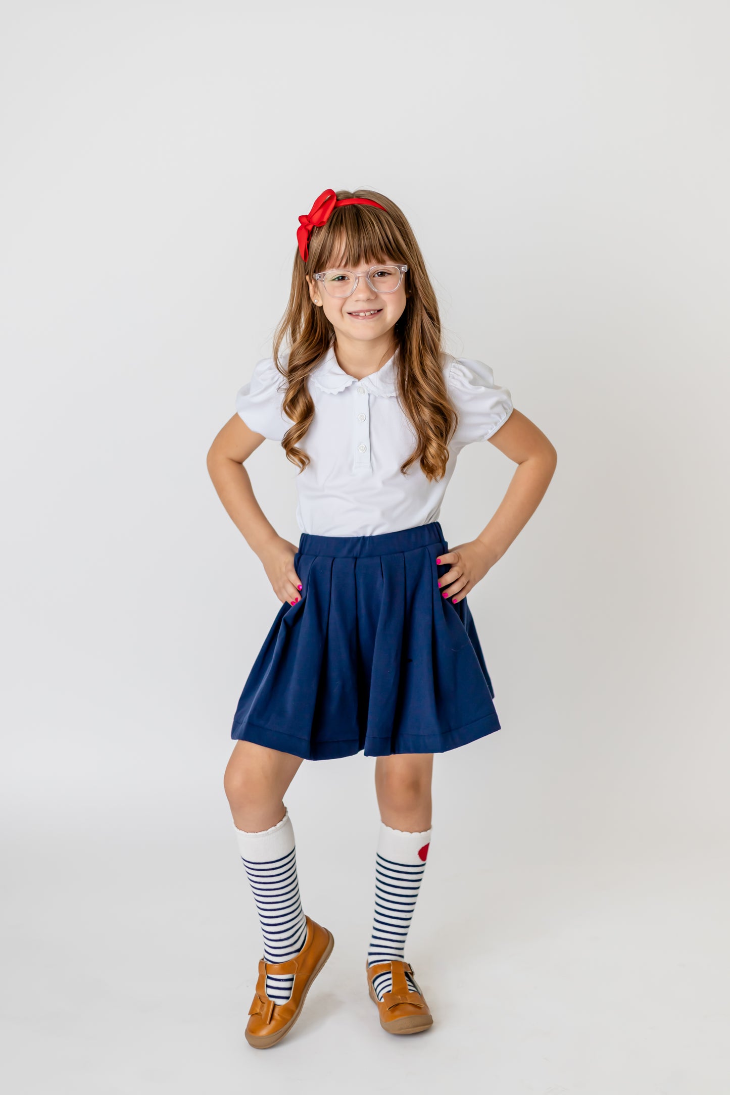 Navy Pleated Skort