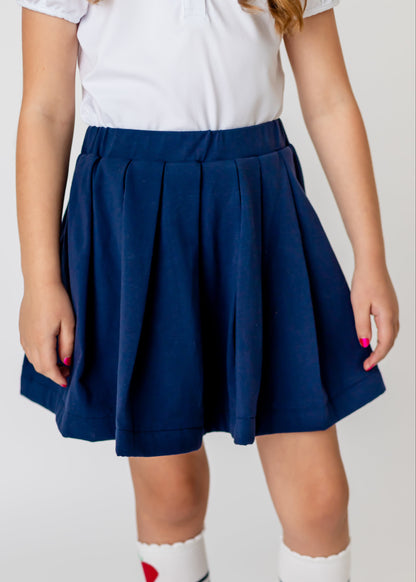 Navy Pleated Skort