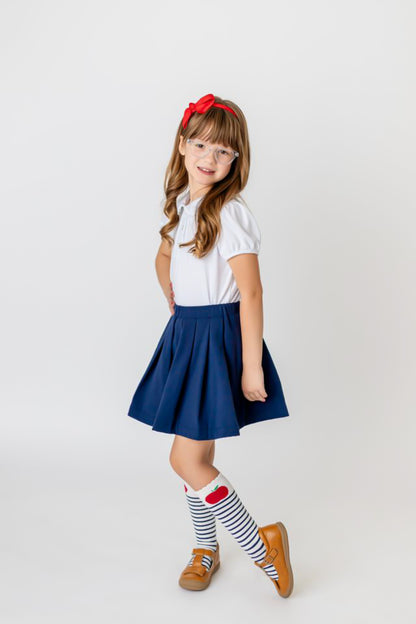 Navy Pleated Skort
