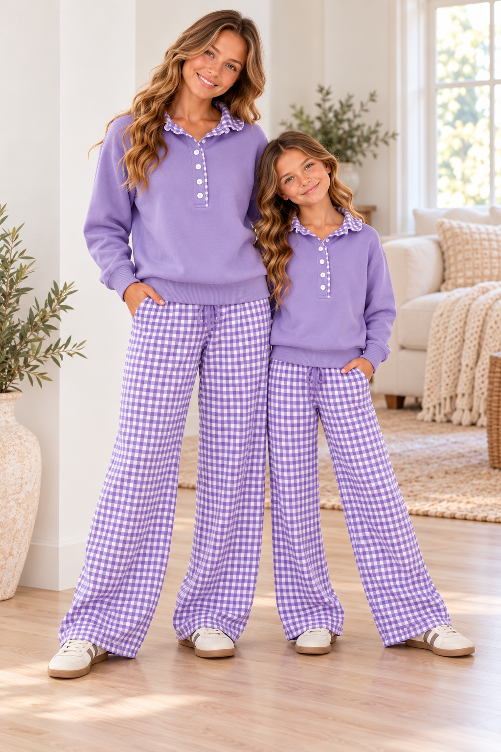 Pullover Gingham Accent Sweatshirt *Pre-Order*