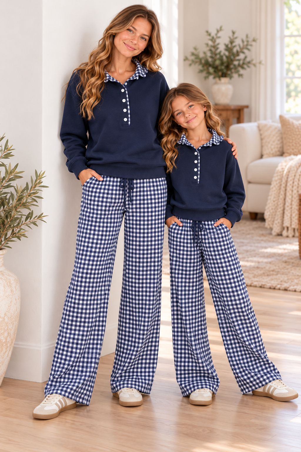Pullover Gingham Accent Sweatshirt *Pre-Order*