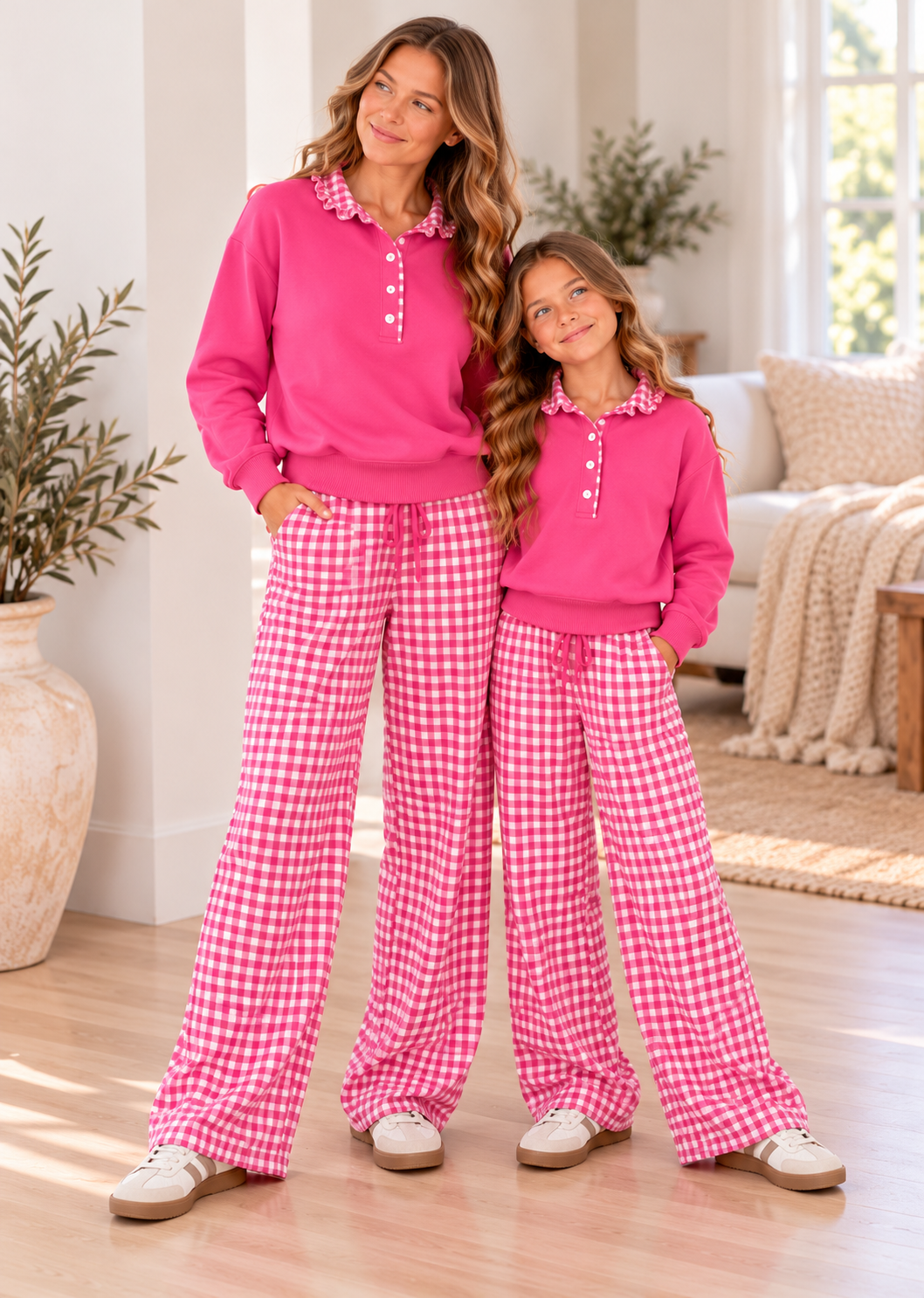 Pullover Gingham Accent Sweatshirt *Pre-Order*
