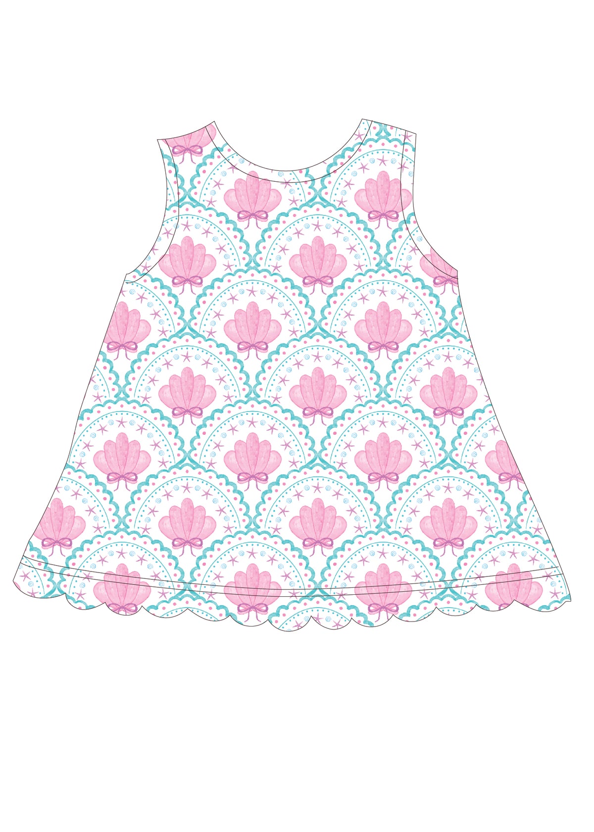*Pre-Order* Seashell Scallops Scalloped Tunic