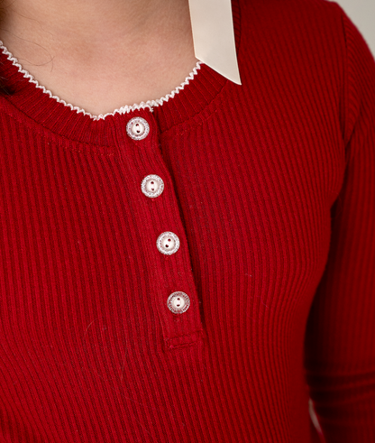 Holly Red Ribbed Sweater Top *Pre-Order*