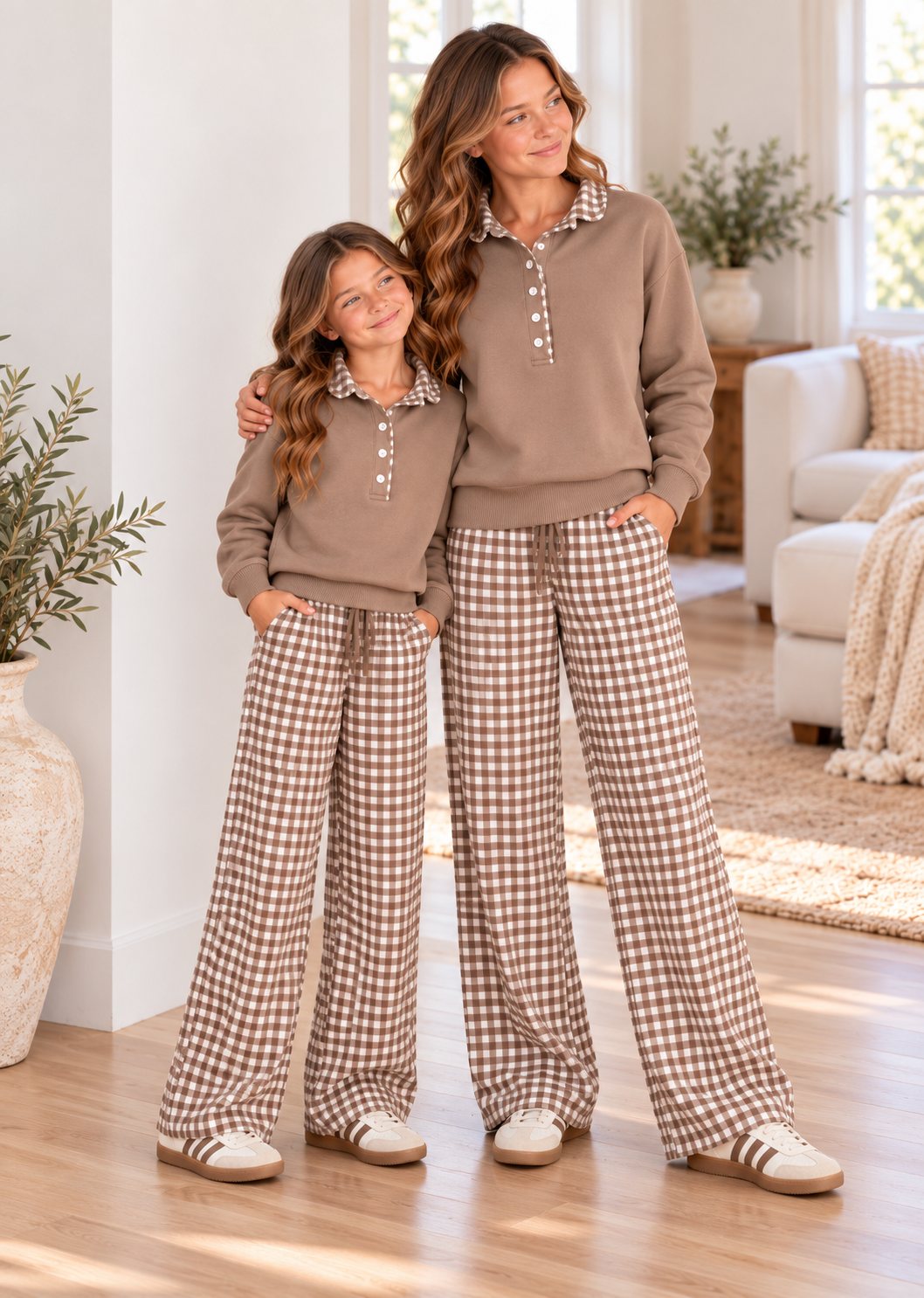 Pullover Gingham Accent Sweatshirt *Pre-Order*