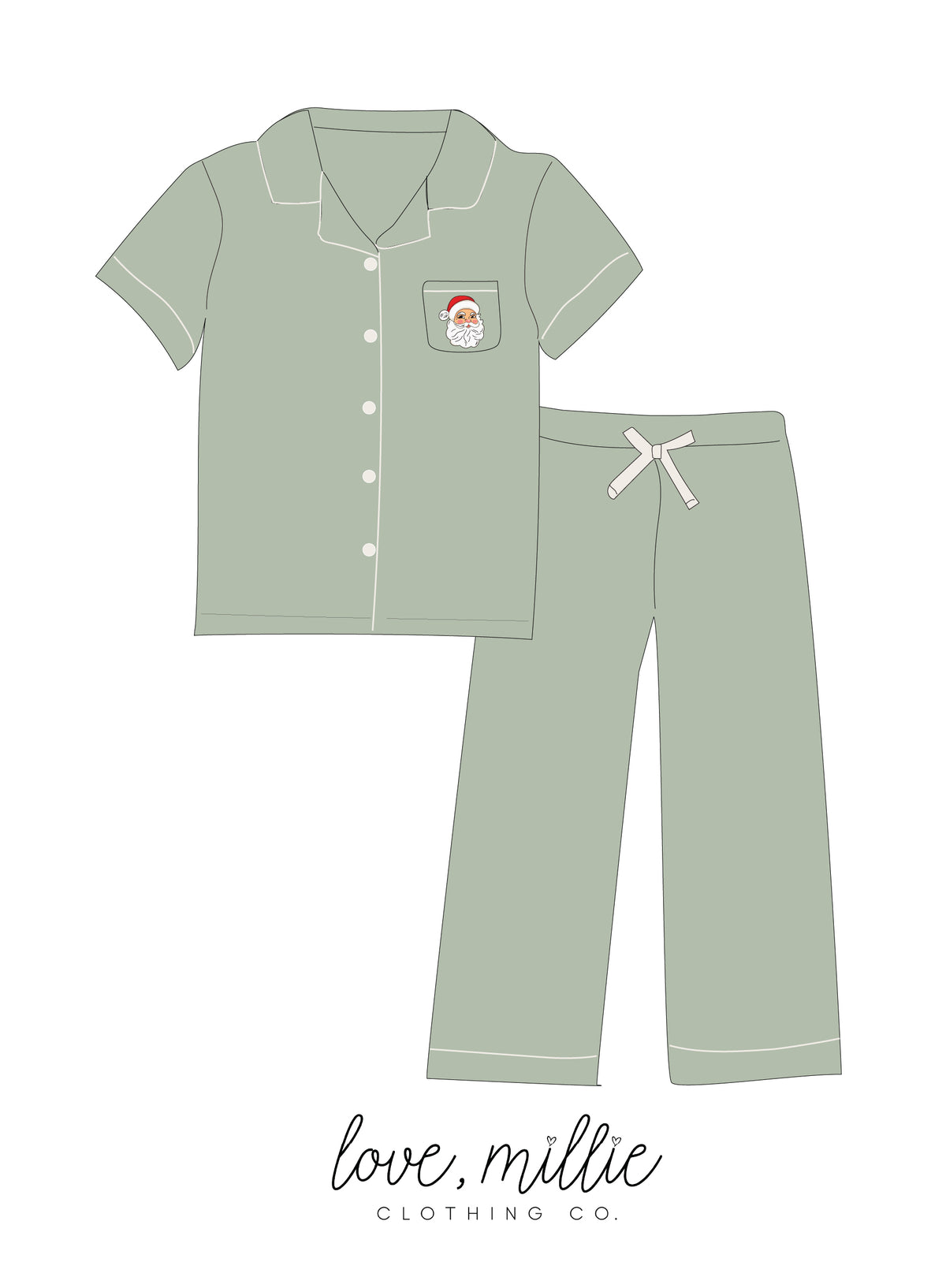 Sage Santa Button Down Lounge Set  *Pre-Order*